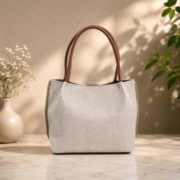 Daily Tote Canvas Bag - Premium Woven Fabric Beige